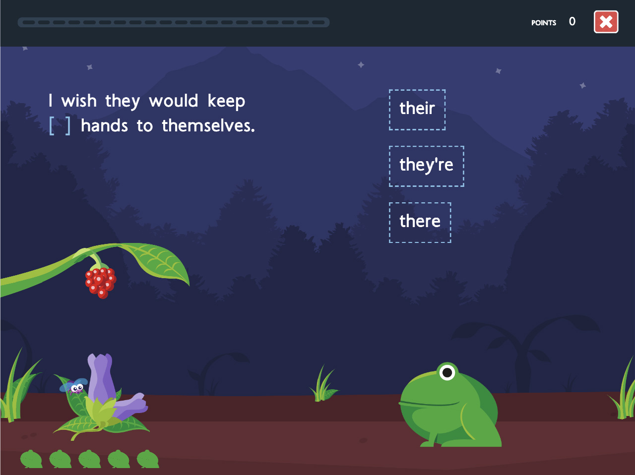 Feed the frog game screen