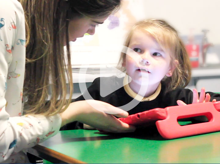 A pupil plays one of the games with Ms Clenaghan at Christ the Redeemer Primary School Belfast